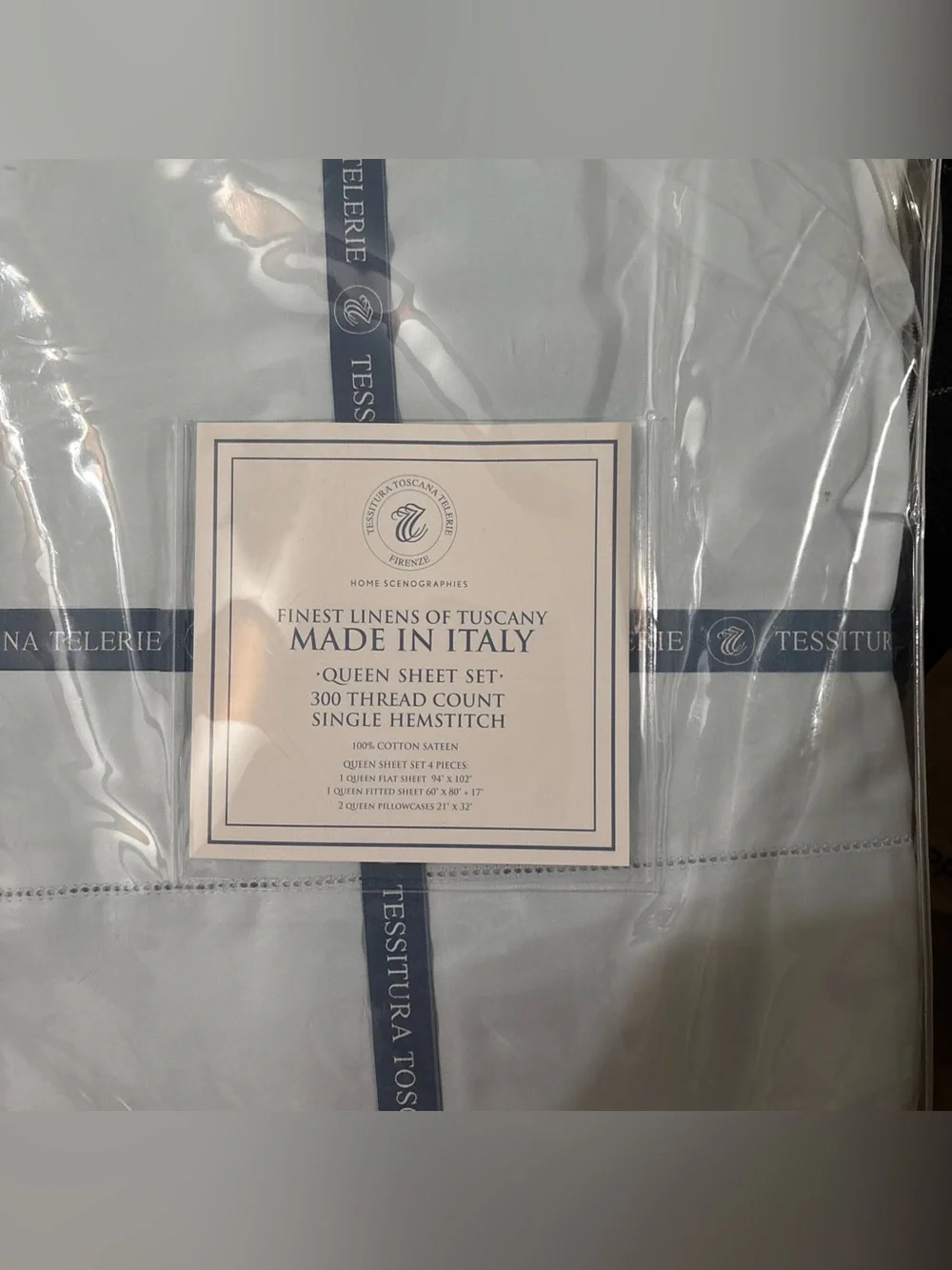 Made in Italy Queen Sheet Set in Light blue